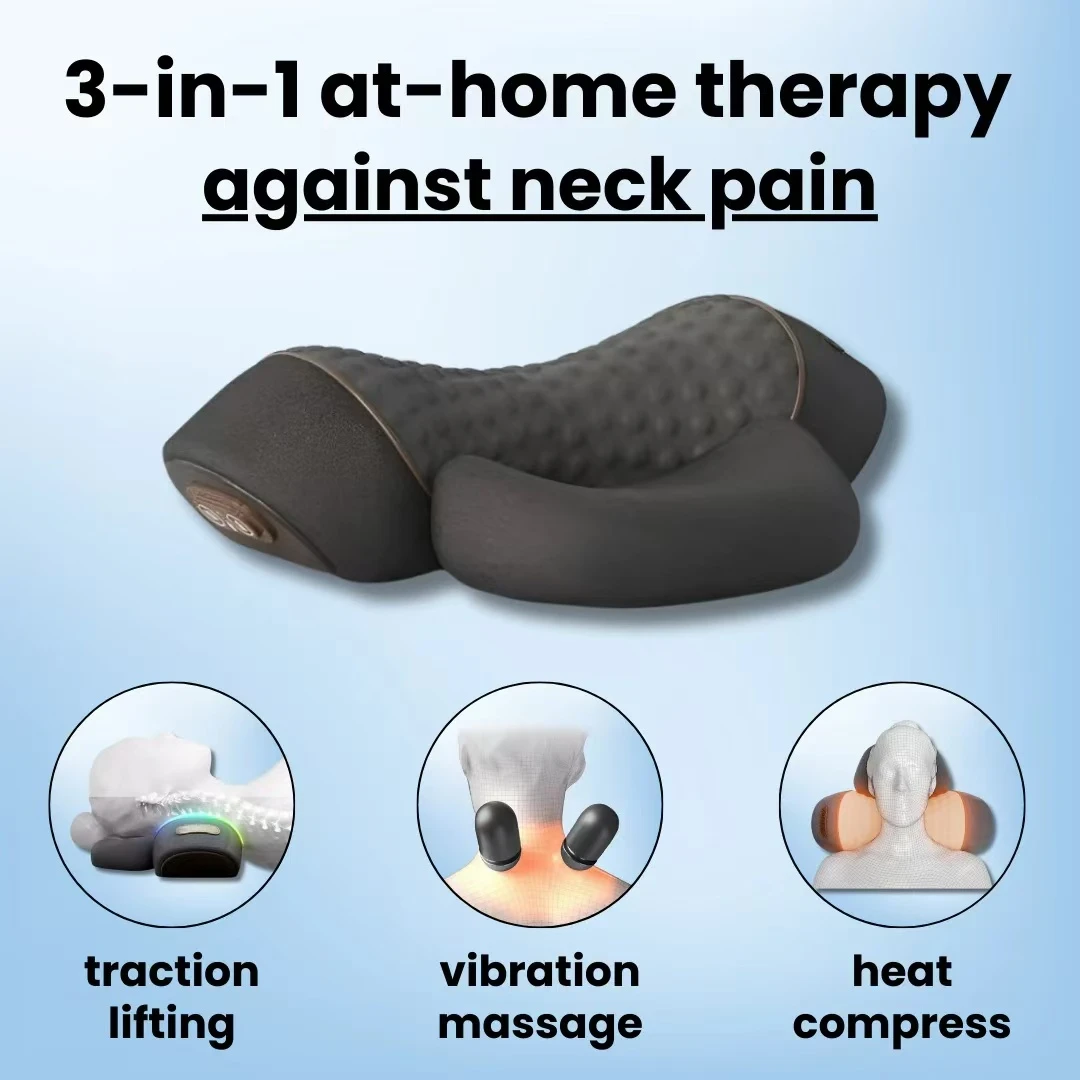 Neck Traction Pillow - COSSEAL-3-in-1 Neck Massager Cervical Pillow Hot
