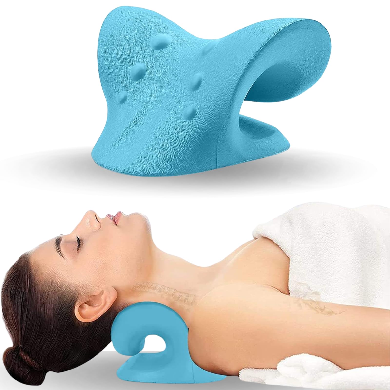 Neck Traction Pillow - Neck And Shoulder Relaxer Cervical Chiropractic