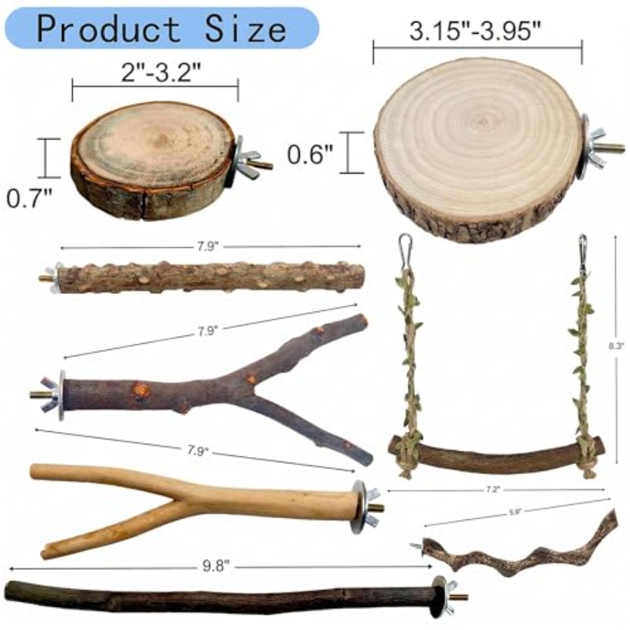 8PCS natural wood bird perches - Health & Wellness Rehab 评论和价格